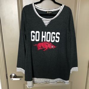 Gameday Couture, long sleeved Arkansas Razorbacks top, good condition